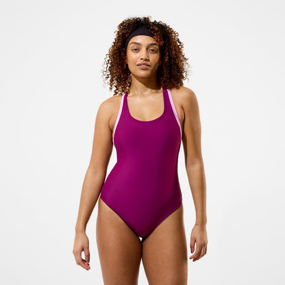 Colourblock Racerback Swimsuit Dark Pink - Speedo