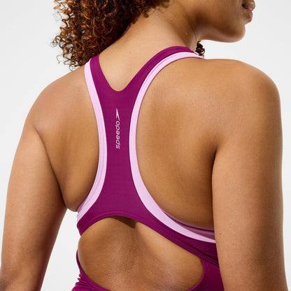 Colourblock Racerback Swimsuit Dark Pink - Speedo