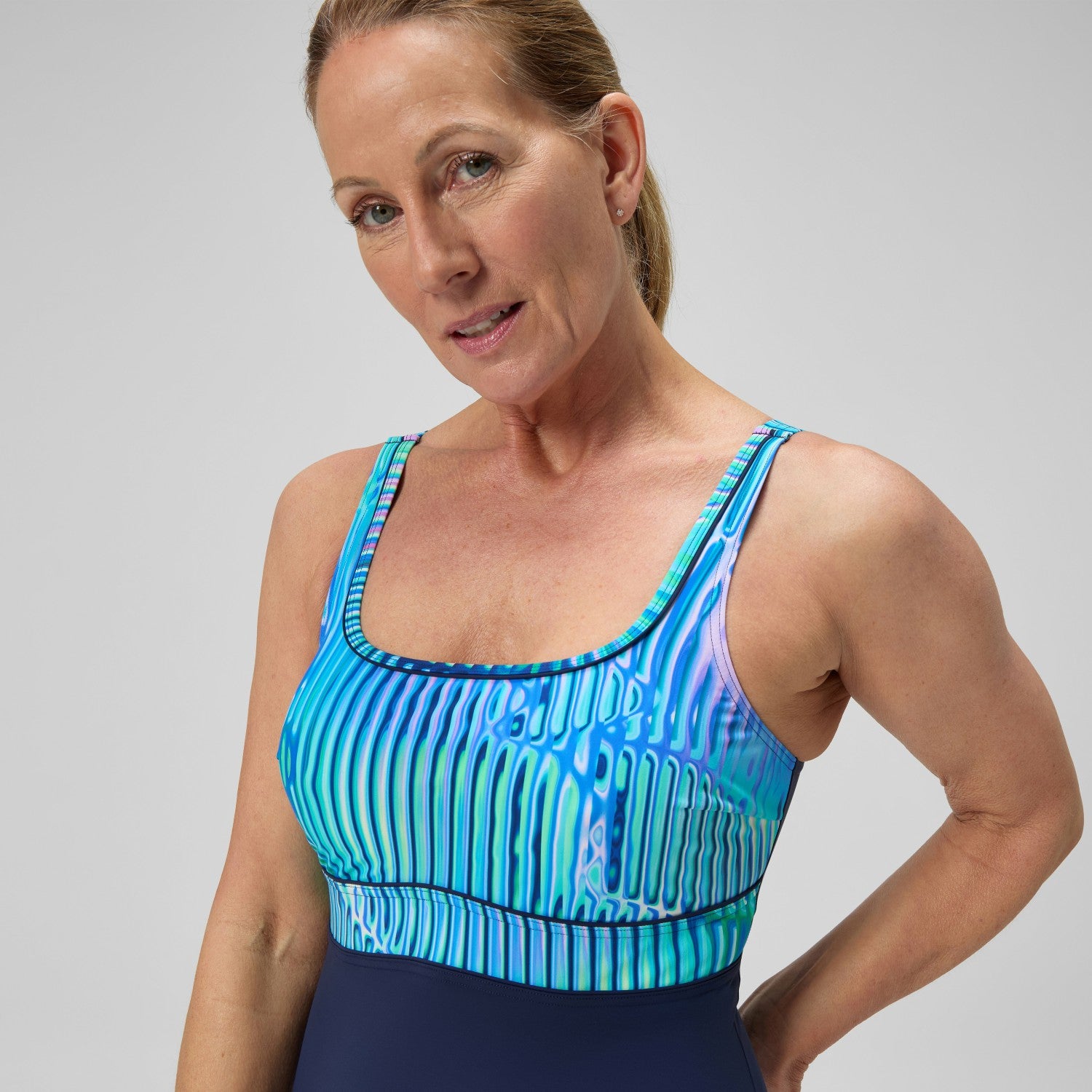Shaping Printed Contour Eclipse Swimsuit Navy /Green - Speedo