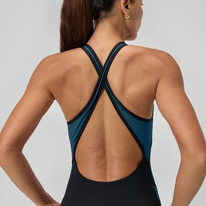 Highneck Splice Crossback Swimsuit DarkTeal/Green - Speedo