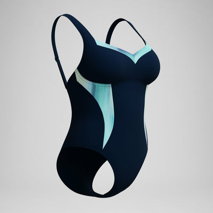Shaping Printed LunaElustre Swimsuit Navy/Green - Speedo