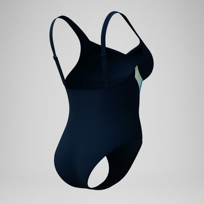 Shaping Printed LunaElustre Swimsuit Navy/Green - Speedo