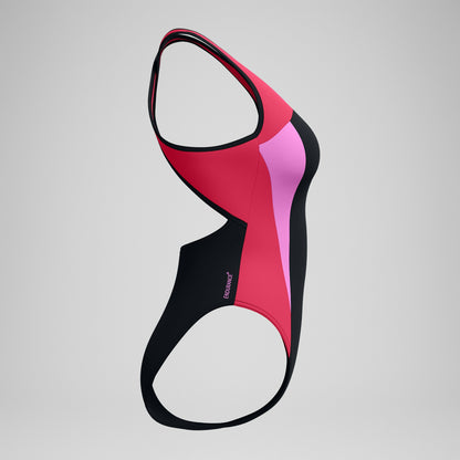 Highneck Splice Crossback Swimsuit Black/Pink - Speedo