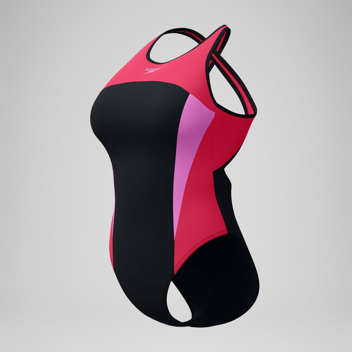 Highneck Splice Crossback Swimsuit Black/Pink - Speedo