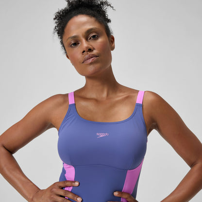 Shaping Solid Splice Swimsuit Purple/Pink - Speedo