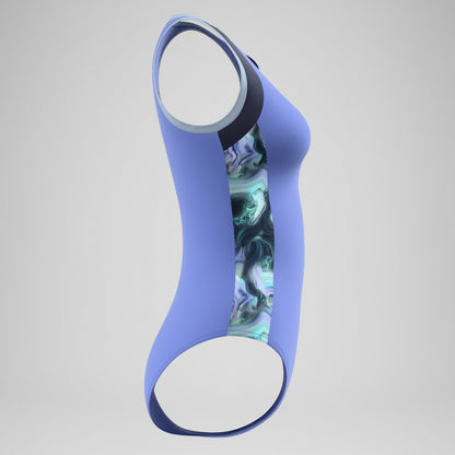 Modern Coverage Printed Zip Swimsuit Purple - Speedo
