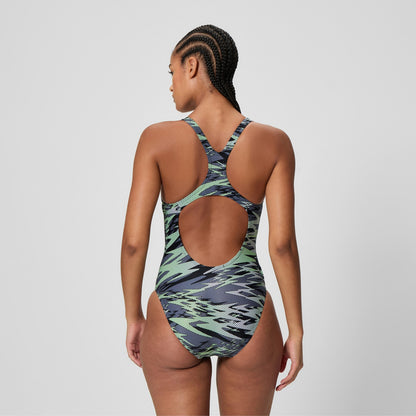 Hyperboom Printed Medalist Swimsuit Green - Speedo