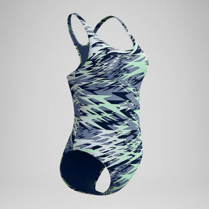 Hyperboom Printed Medalist Swimsuit Green - Speedo