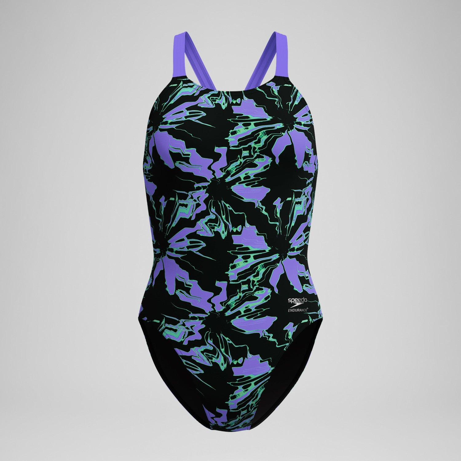 Club Training Printed Leaderback Swimsuit Black/Purple - Speedo