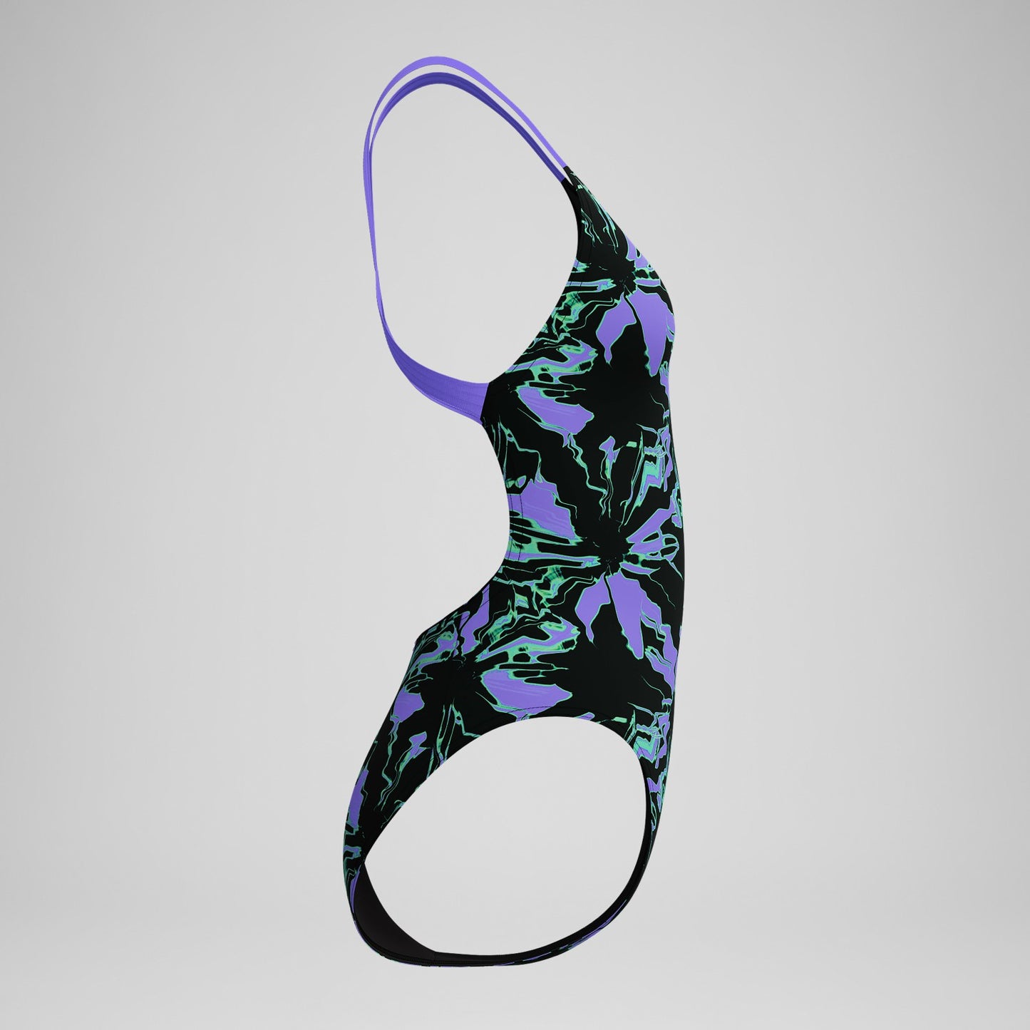 Club Training Printed Leaderback Swimsuit Black/Purple - Speedo