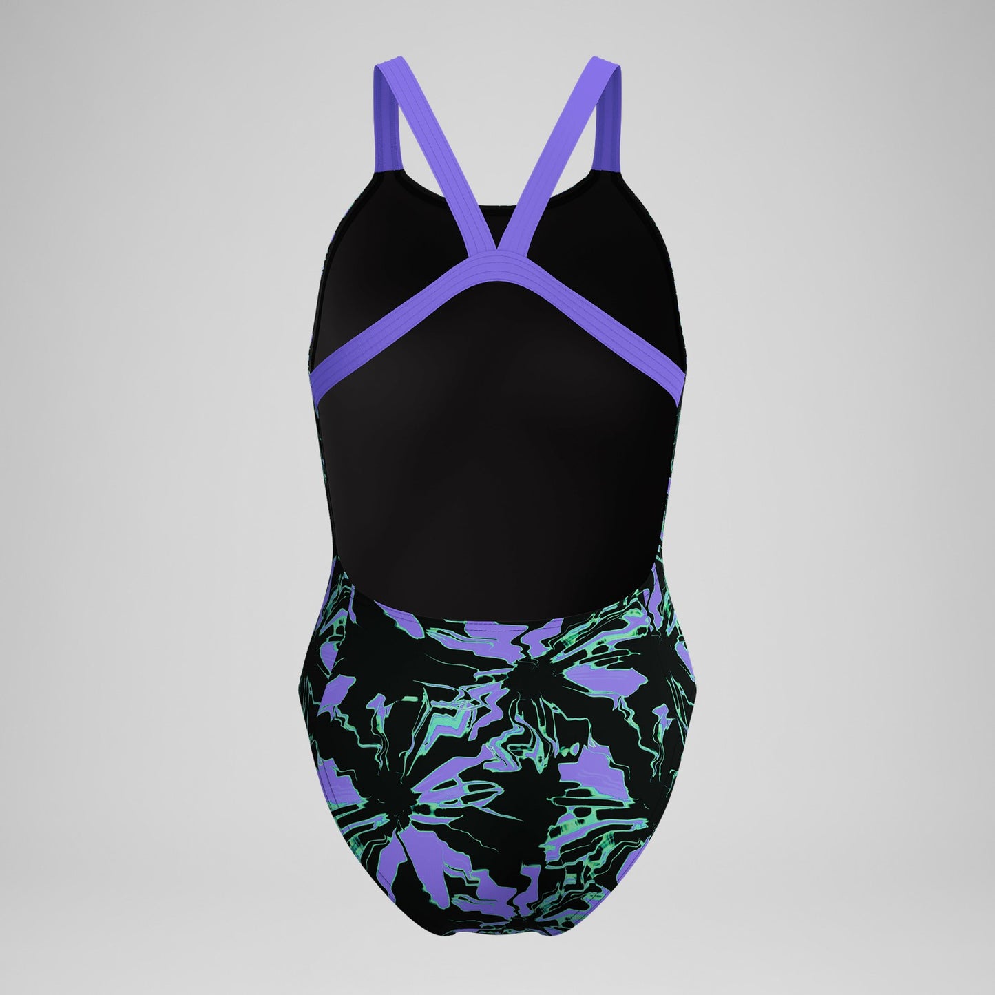 Club Training Printed Leaderback Swimsuit Black/Purple - Speedo