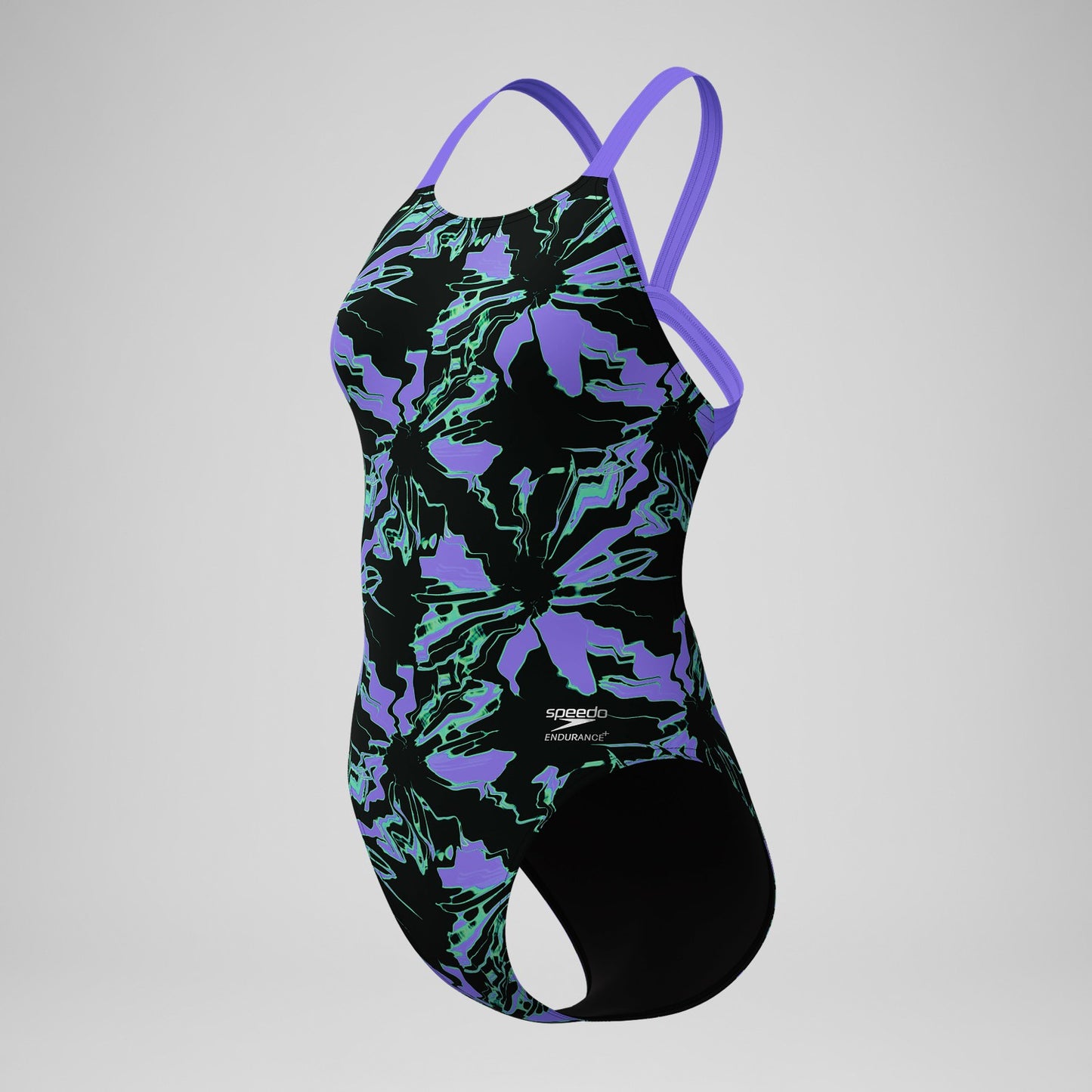 Club Training Printed Leaderback Swimsuit Black/Purple - Speedo