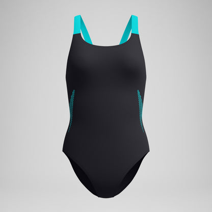Boom Solid Leaderback Swimsuit Black/Turquoise - Speedo
