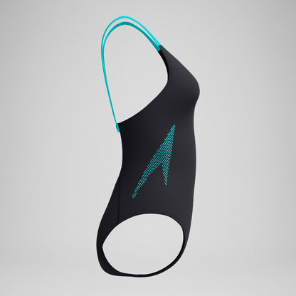 Boom Solid Leaderback Swimsuit Black/Turquoise - Speedo