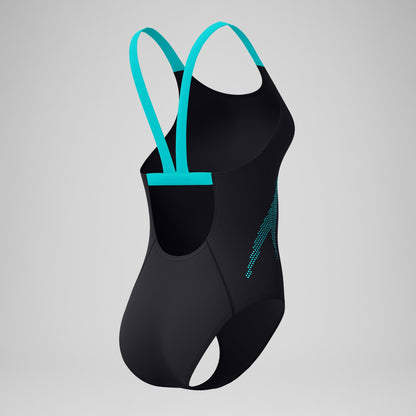 Boom Solid Leaderback Swimsuit Black/Turquoise - Speedo