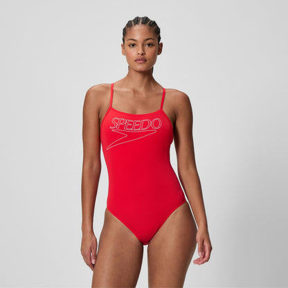 Endurance+ Logo Thinstrap Swimsuit Red - Speedo