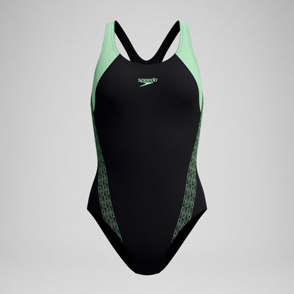 Placement Laneback Swimsuit Black/Green - Speedo