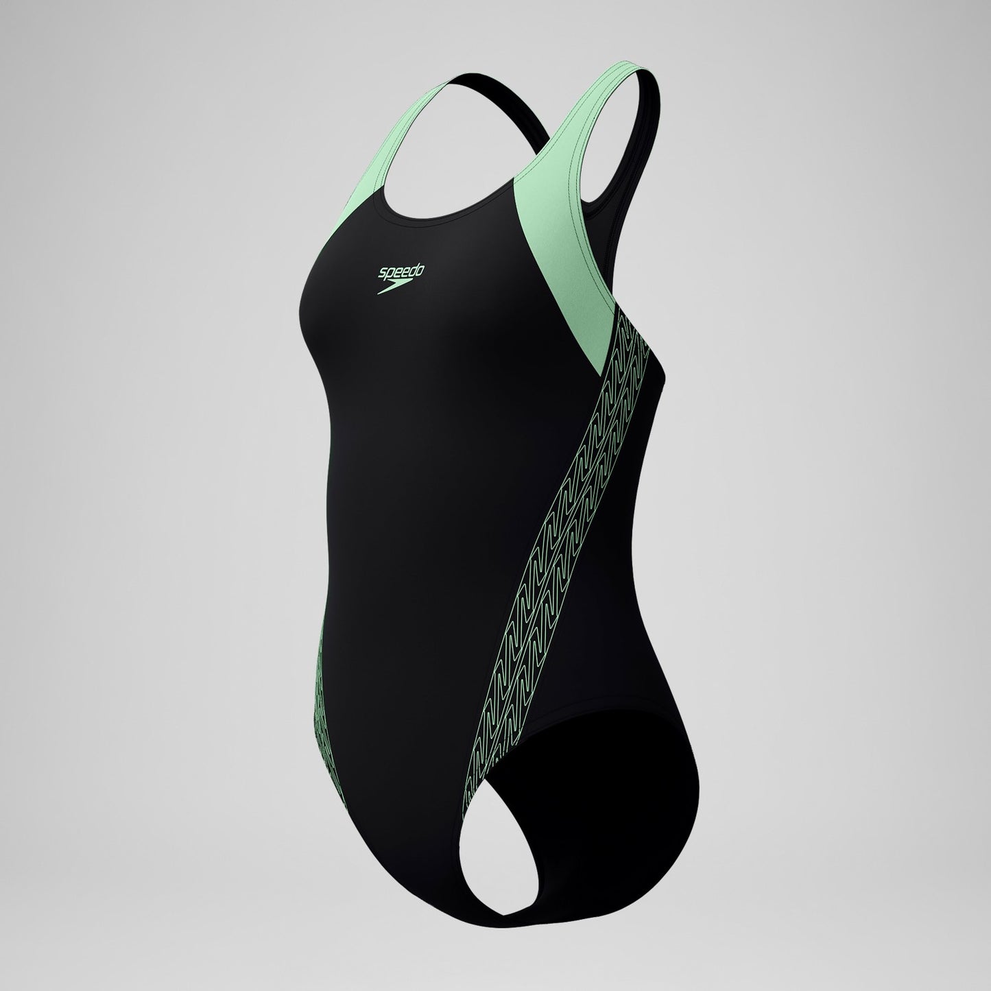 Placement Laneback Swimsuit Black/Green - Speedo