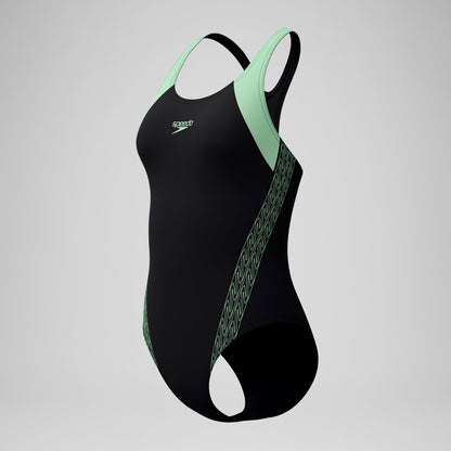 Placement Laneback Swimsuit Black/Green - Speedo