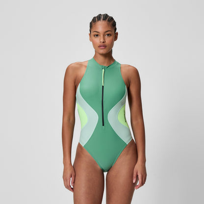 Ocean Flex Zip Swimsuit Green - Speedo