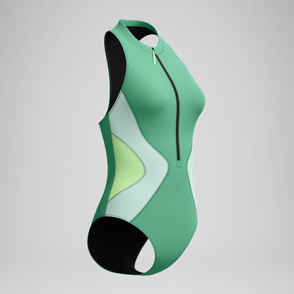Ocean Flex Zip Swimsuit Green - Speedo