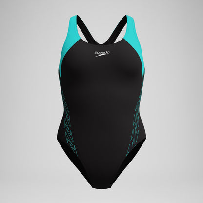 HyberBoom Splice Racerback Swimsuit Black/Turquoise - Speedo