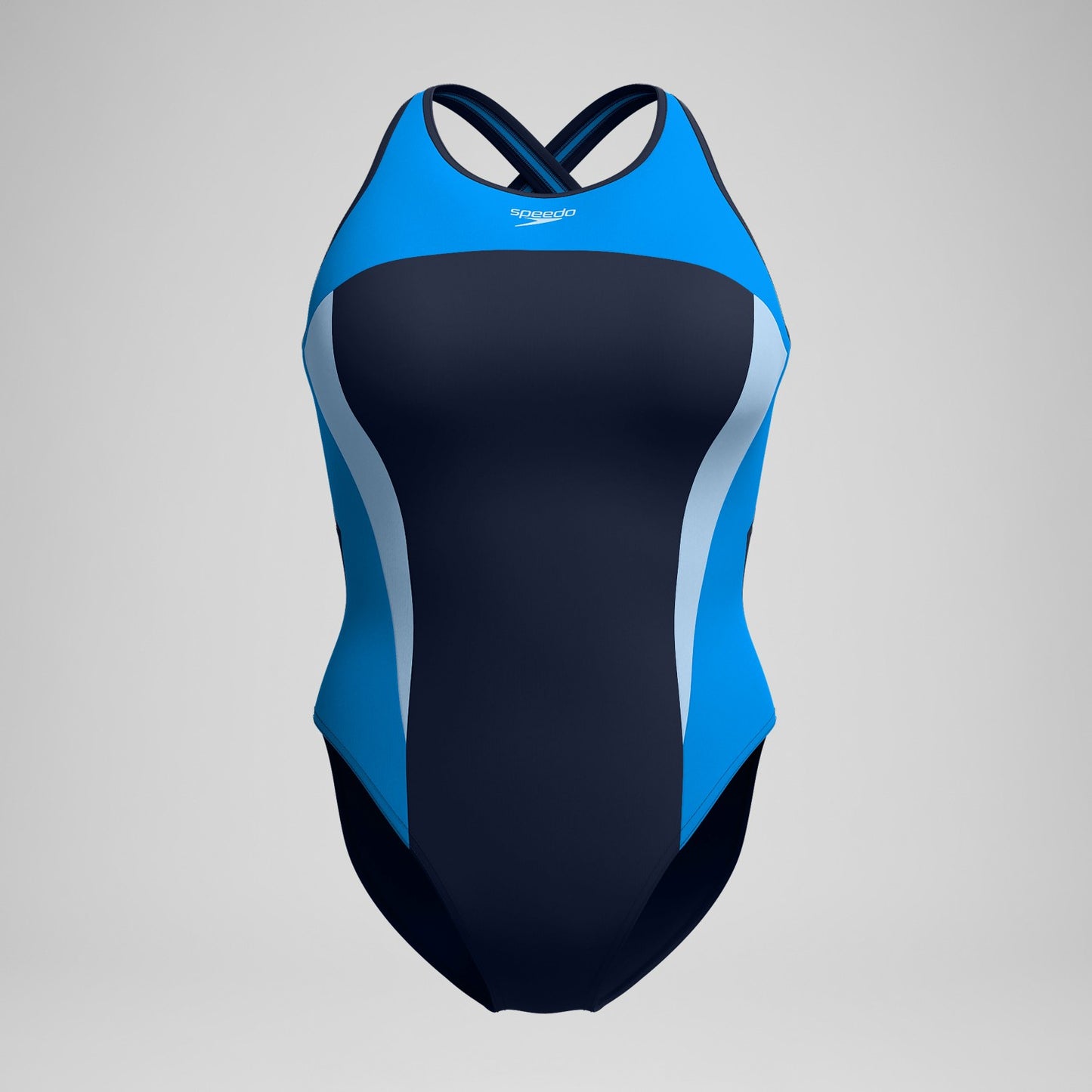 High Neck Splice Cross Back Swimsuit Navy/Blue - Speedo