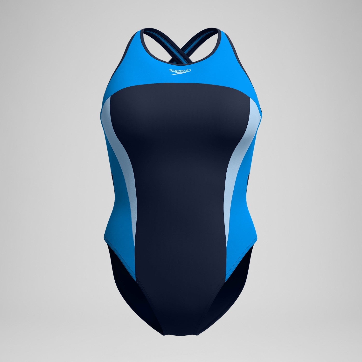 High Neck Splice Cross Back Swimsuit Navy/Blue - Speedo