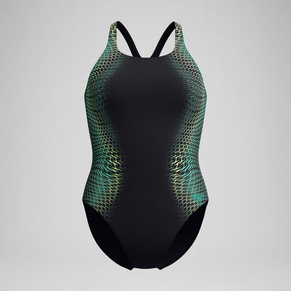 Medalist Printed Swimsuit Black/Green - Speedo