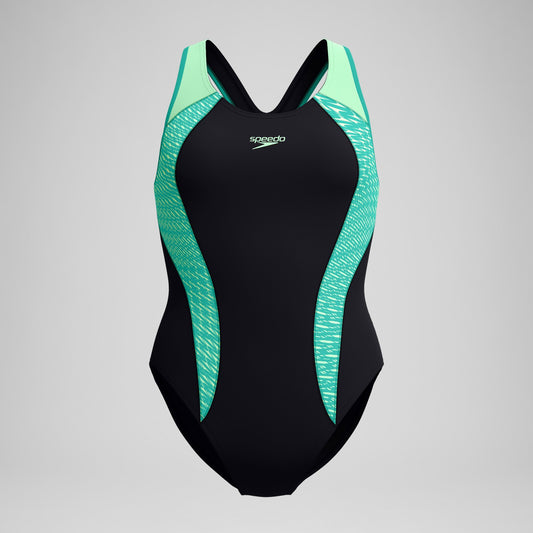 Placement Laneback Swimsuit Black/Turquoise - Speedo