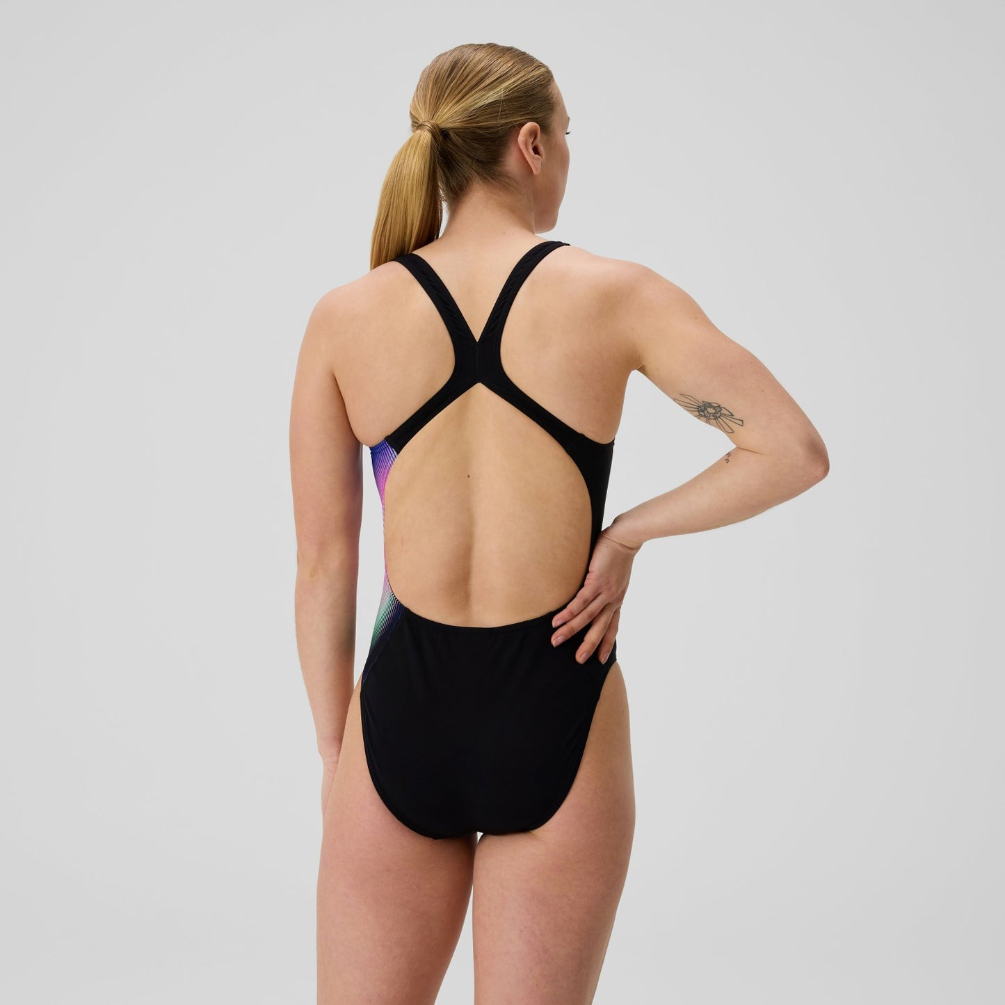 Club Training Printed Powerback Swimsuit Black/Purple - Speedo