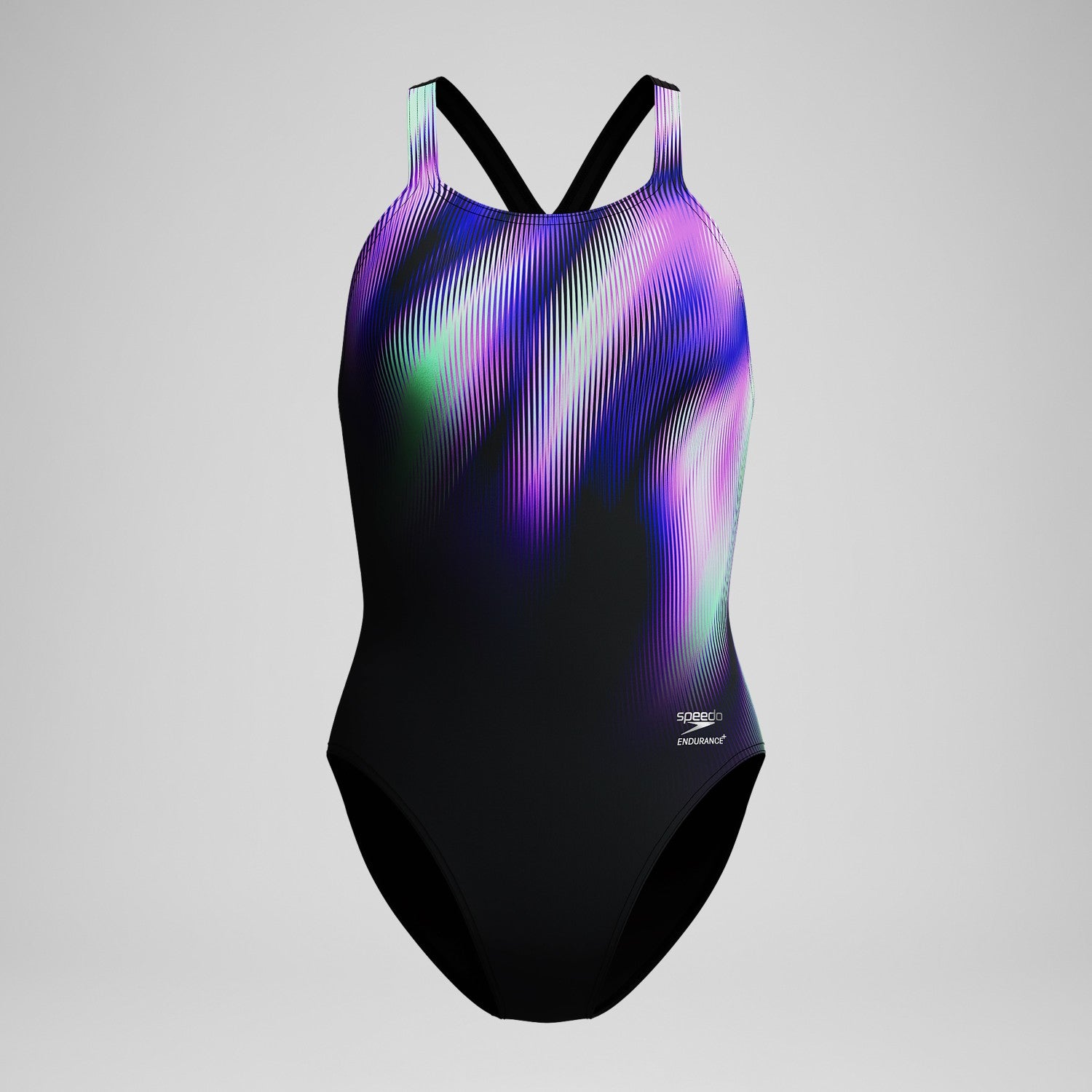 Club Training Printed Powerback Swimsuit Black/Purple - Speedo