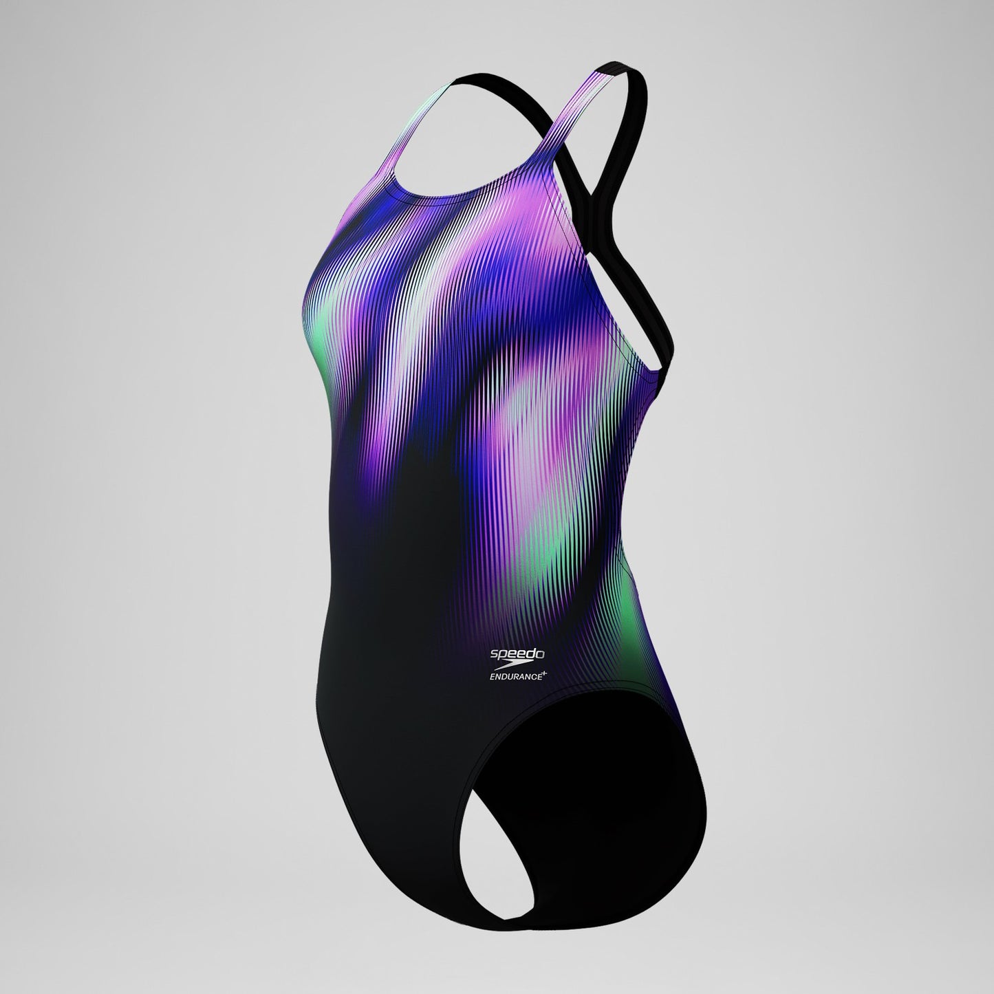 Club Training Printed Powerback Swimsuit Black/Purple - Speedo
