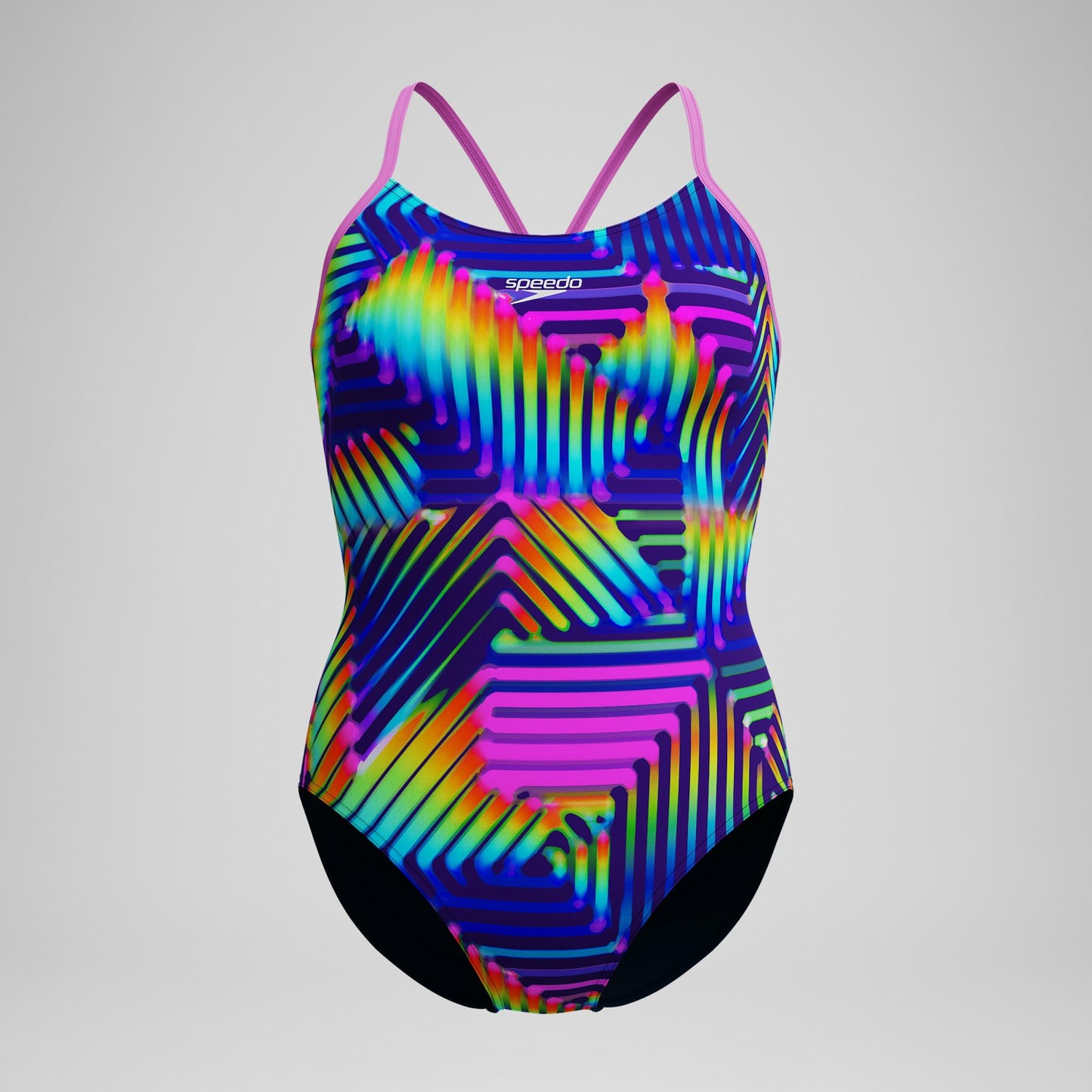 Club Training Printed Fixed Crossback Swimsuit Navy/Green - Speedo