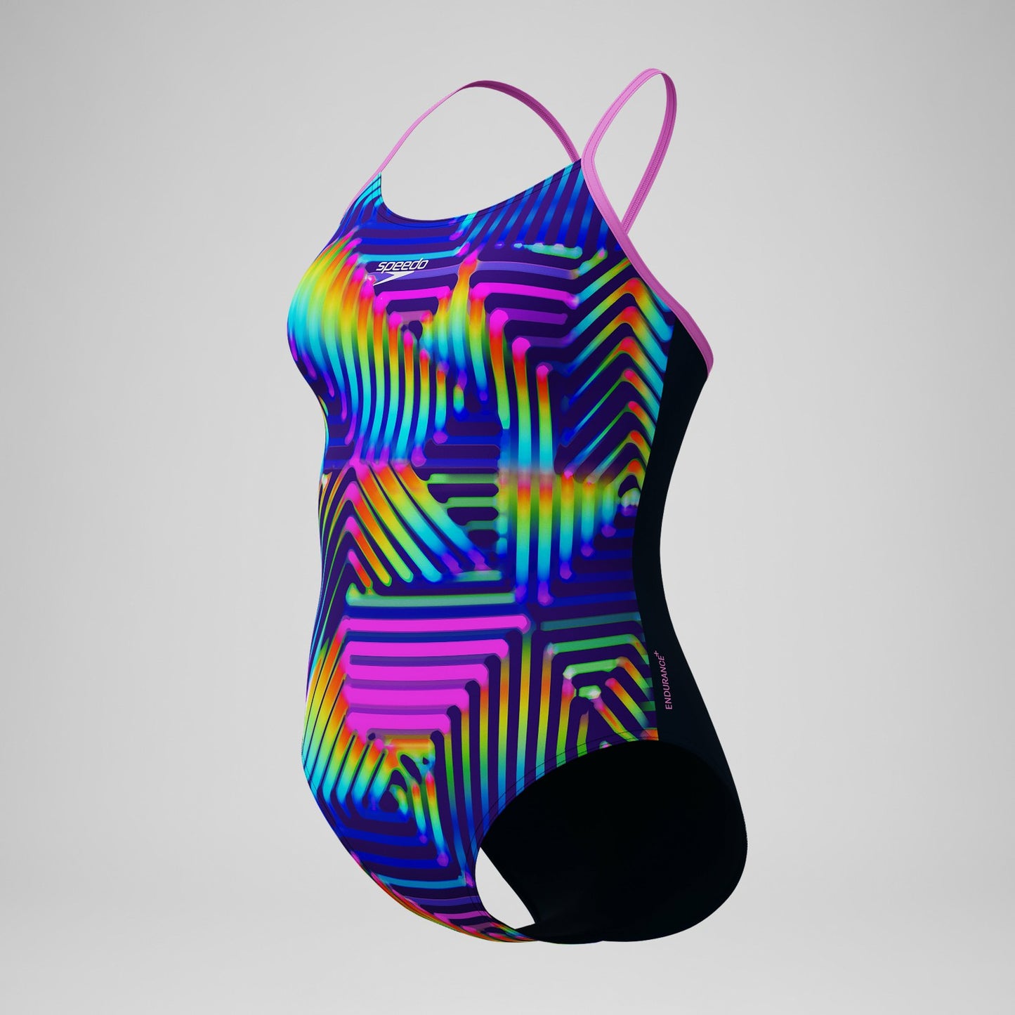 Club Training Printed Fixed Crossback Swimsuit Navy/Green - Speedo