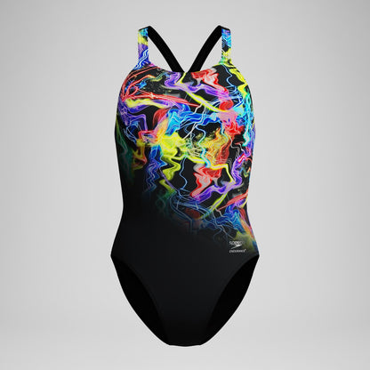 Club Training Printed Powerback Swimsuit Black - Speedo