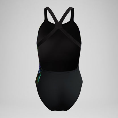 Club Training Printed Powerback Swimsuit Black - Speedo