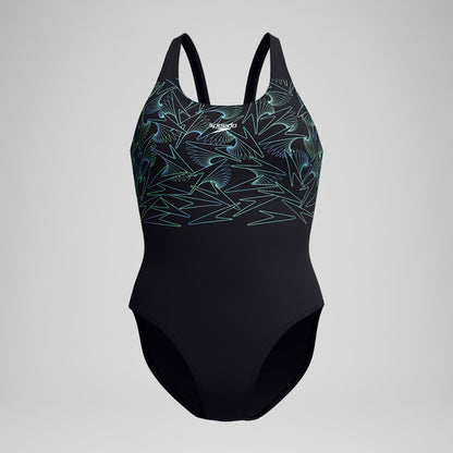 Hyperboom Placement Muscleback Swimsuit Black/Green - Speedo
