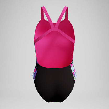 Club Training Printed Leaderback Swimsuit Black/Pink - Speedo