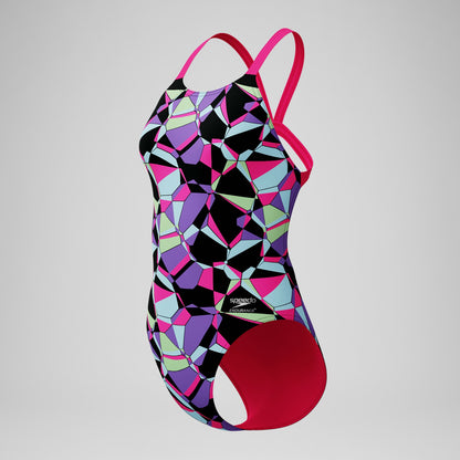 Club Training Printed Leaderback Swimsuit Black/Pink - Speedo