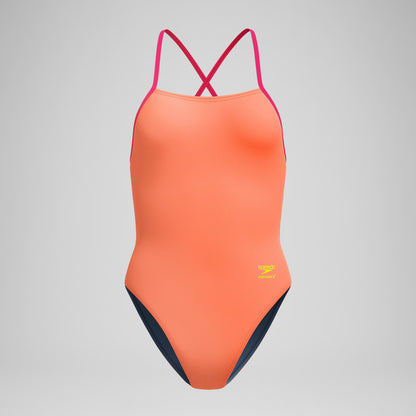 Club Training Solid Tie Back Swimsuit Orange - Speedo