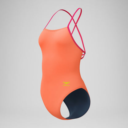 Club Training Solid Tie Back Swimsuit Orange - Speedo