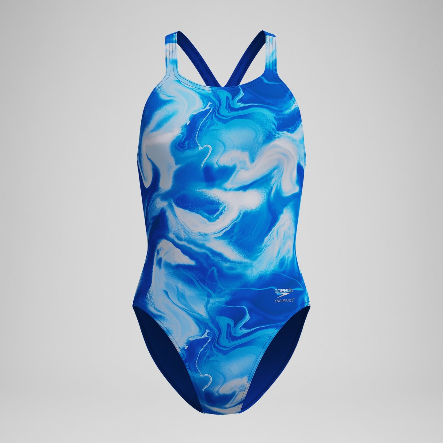 Club Training Printed Powerback Swimsuit Blue/White - Speedo