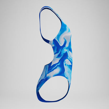 Club Training Printed Powerback Swimsuit Blue/White - Speedo