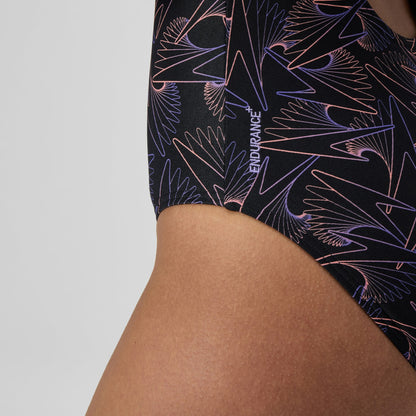 Hyperboom Medalist Allover Print Swimsuit Black/Peach - Speedo