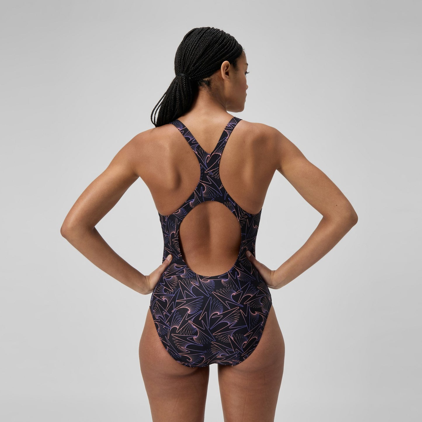 Hyperboom Medalist Allover Print Swimsuit Black/Peach - Speedo