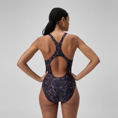 Hyperboom Medalist Allover Print Swimsuit Black/Peach - Speedo