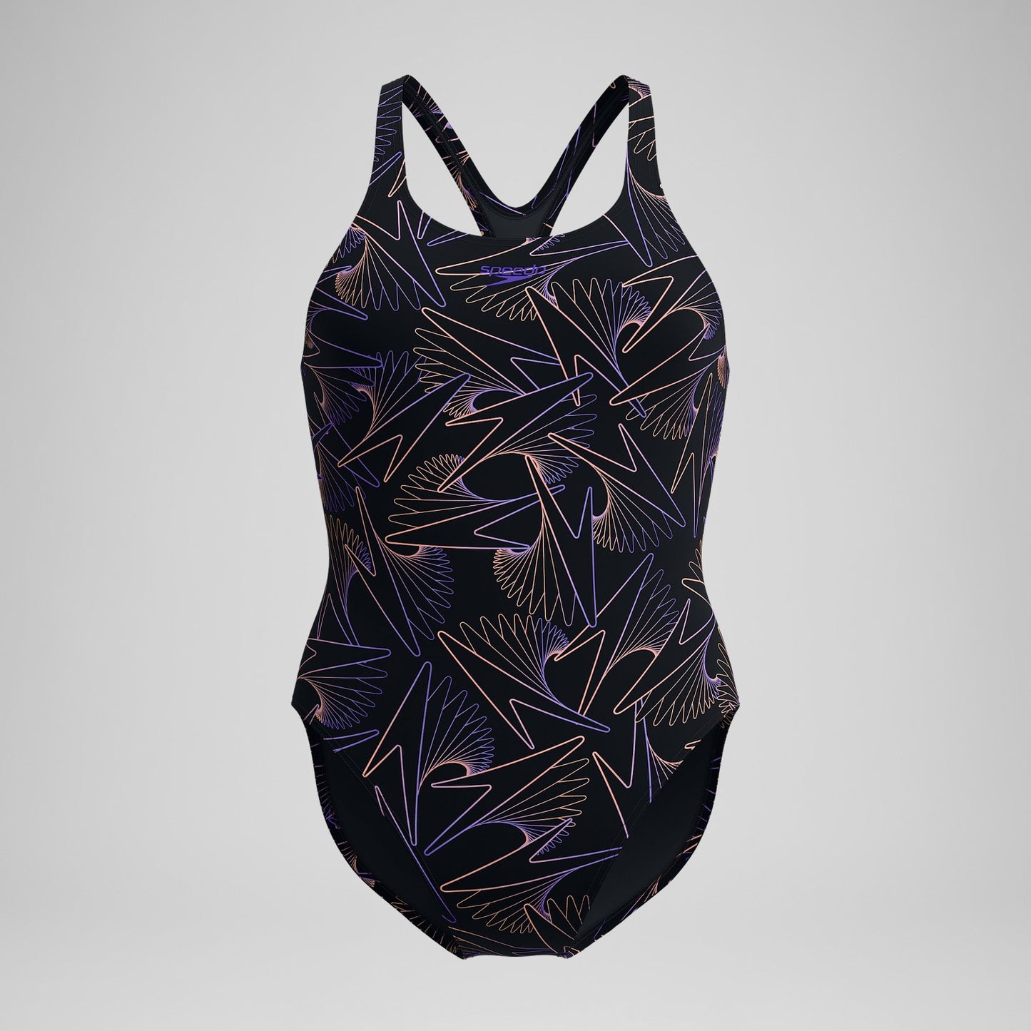 Hyperboom Medalist Allover Print Swimsuit Black/Peach - Speedo