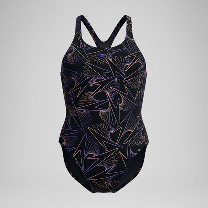 Hyperboom Medalist Allover Print Swimsuit Black/Peach - Speedo