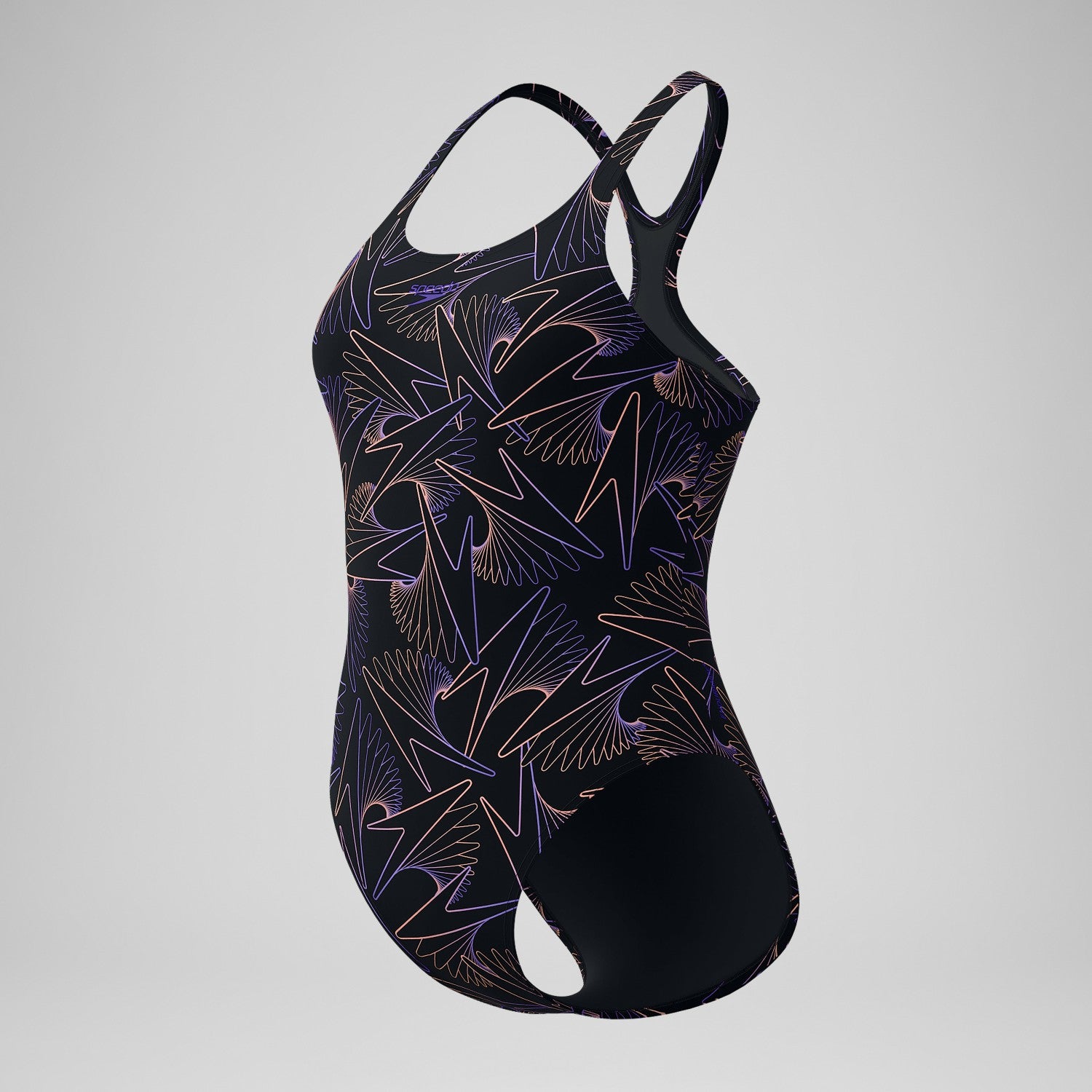 Hyperboom Medalist Allover Print Swimsuit Black/Peach - Speedo